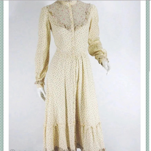 70s Gunne Sax Cream Dress - Picture 1 of 8